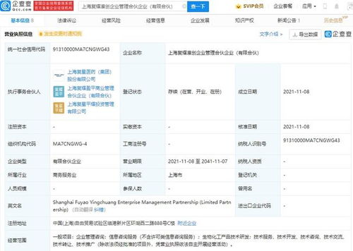 復(fù)星醫(yī)藥成立企業(yè)管理合伙企業(yè),經(jīng)營范圍含生物化工產(chǎn)品技術(shù)研發(fā)